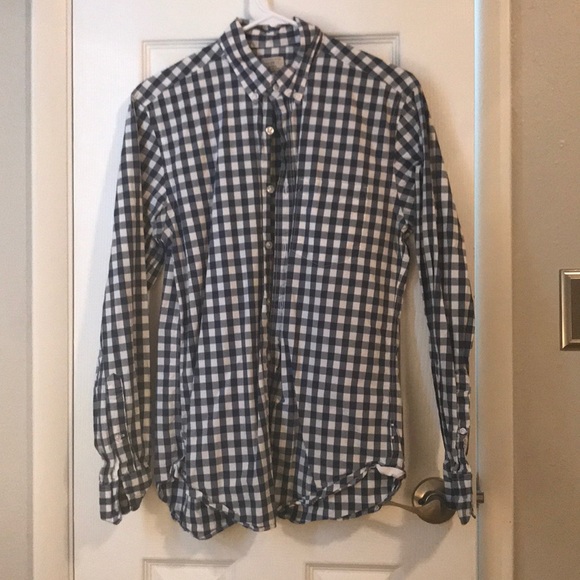 J. Crew Other - JCREW navy and white gingham plaid button up
